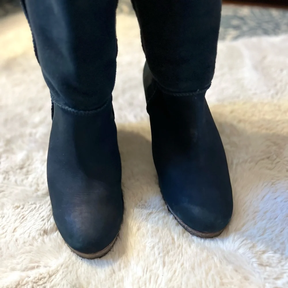 UGG Black Tall Wedge Winter Boots - Picture 9 of 16